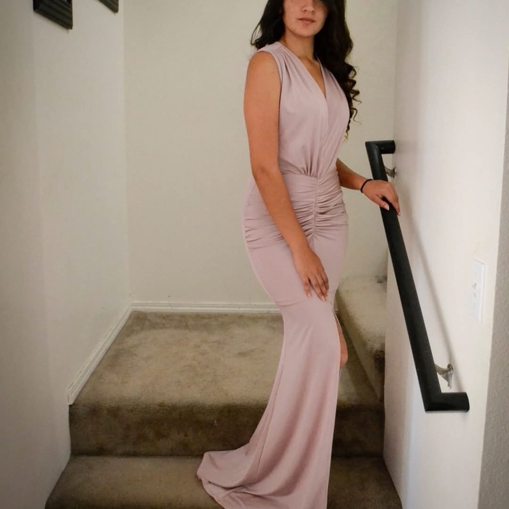 Sleeveless Rose Gold Maxi Dress